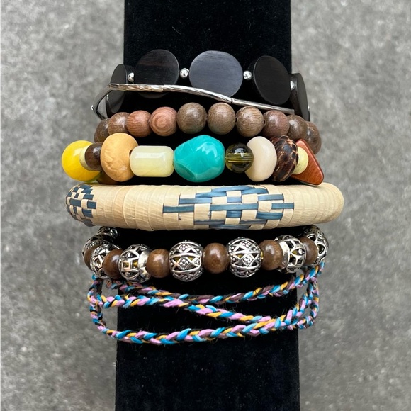 7 piece handmade stackable boho bracelet set wrap adjustable elastic bracelets - Picture 7 of 8